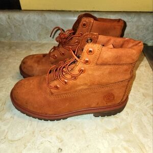 Timberland Youth Big Kids 5 Suede Boots Dark Rust Orange